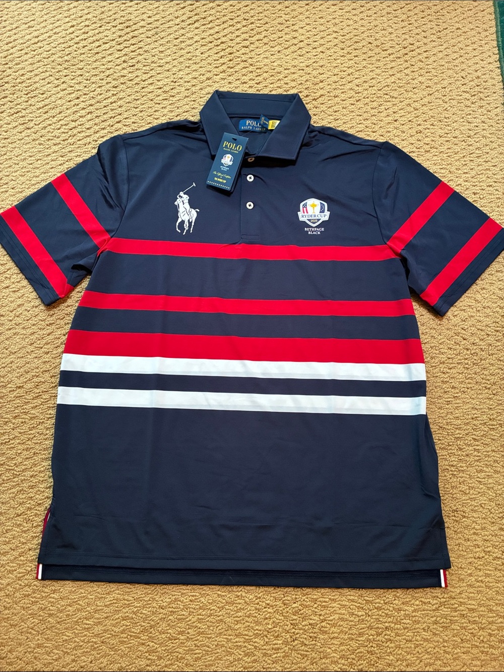 Polo by Ralph Lauren Navy, Red & White Striped Men’s Polo Size Large